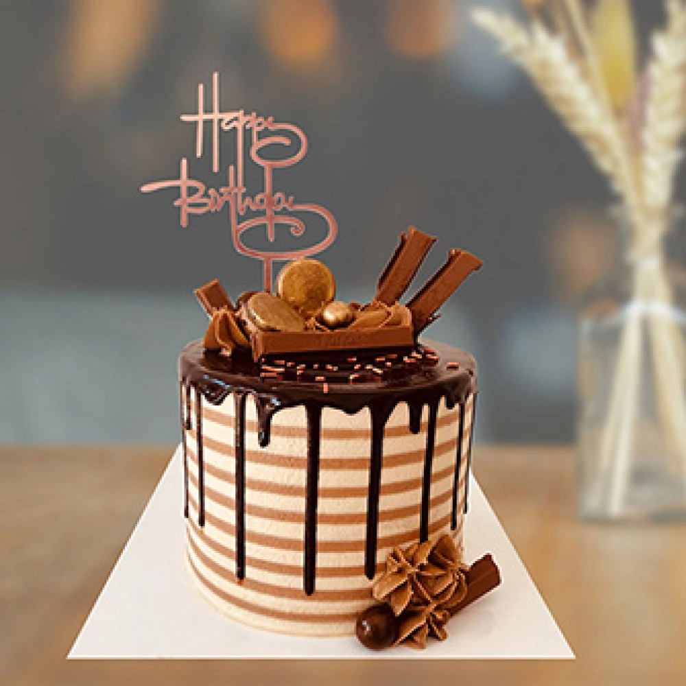 Chocolate Cake With Happy Birthday Topper Chocolate Cake With Happy Birthday Topper