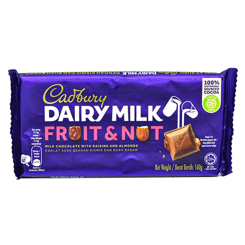 Cadbury Dairy Milk Fruit & Nut 160g Cadbury Dairy Milk Fruit & Nut 160g