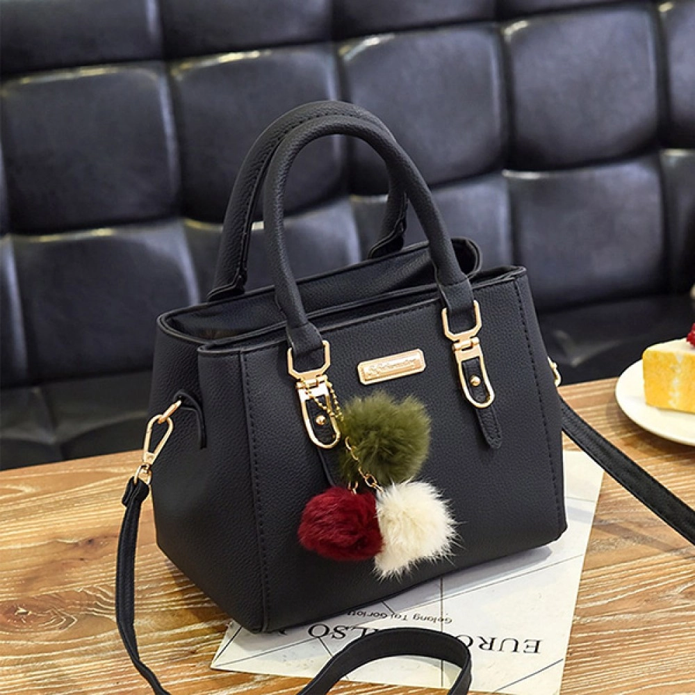 PU Leather Ladies Handbag - Black PU Leather Ladies Handbag - Black