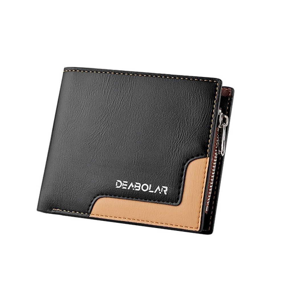 Short Three-Fold PU Money Clip Wallet - Black Short Three-Fold PU Money Clip Wallet - Black