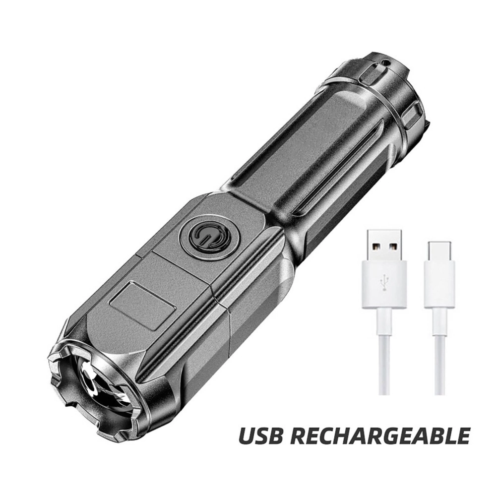 USB Rechargeable LED Flashlight - Portable Zoomable Torch USB Rechargeable LED Flashlight - Portable Zoomable Torch
