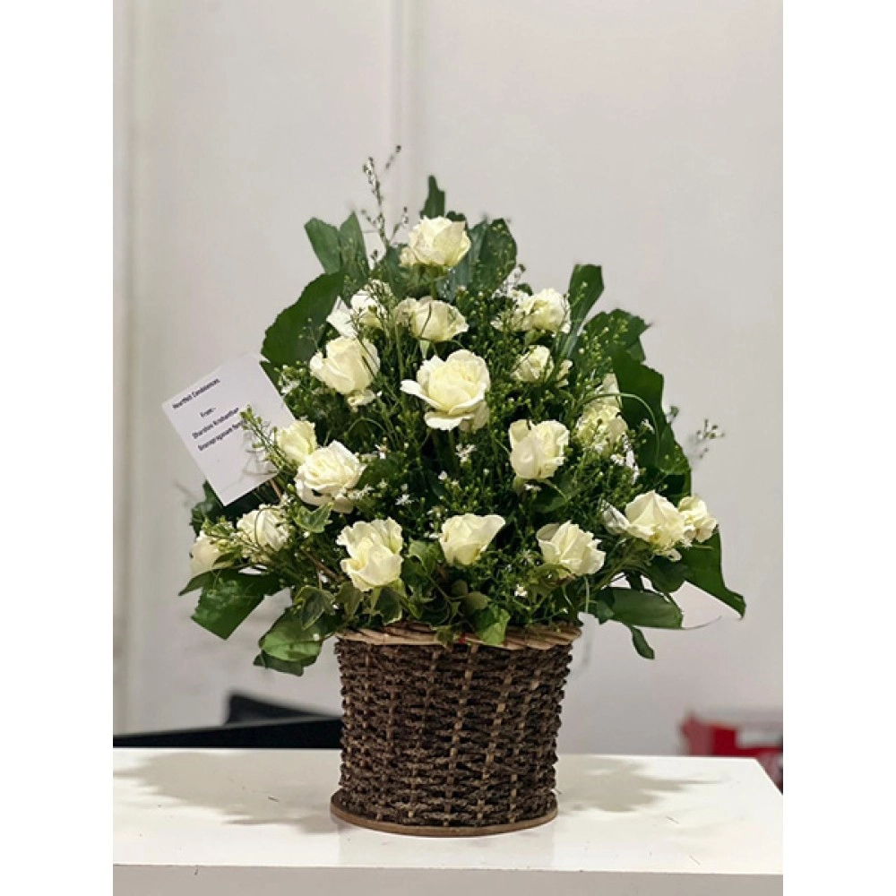 White Roses Sympathy Arrangement White Roses Sympathy Arrangement