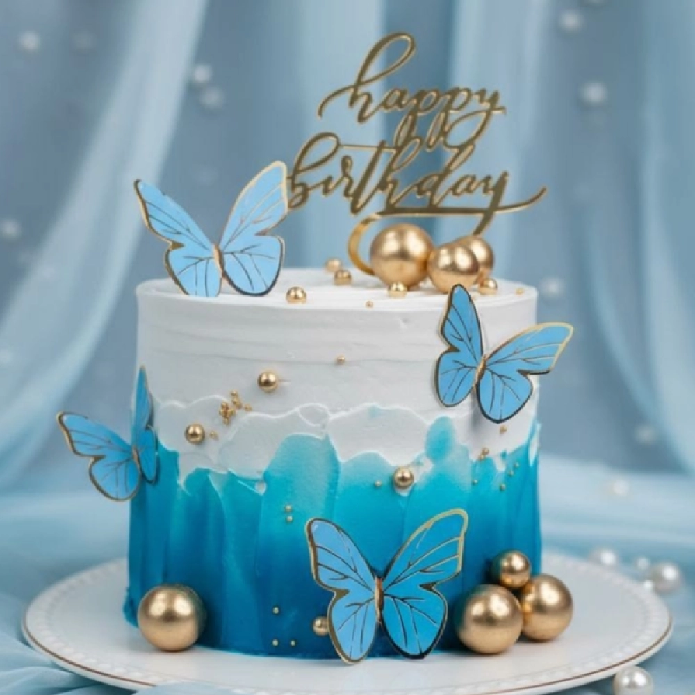 Blue Butterfly Bliss Cake