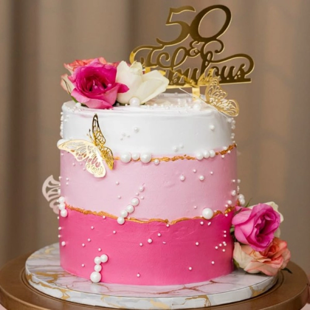 Golden Rose Butterfly Cake