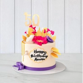 Pink Cake With Flowers