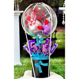 Chocolate Box With I Love You Balloon