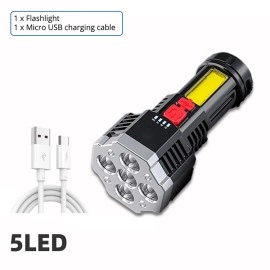 Rechargeable LED Flashlight - 5LED Camping Torch