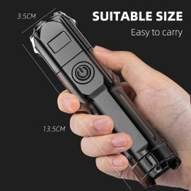 USB Rechargeable LED Flashlight - Portable Zoomable Torch