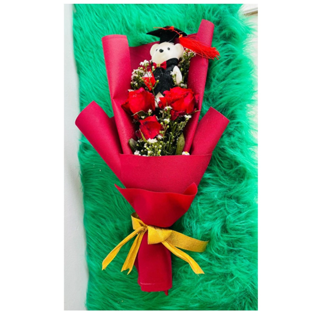 3 Rose Bouquet With Teddy 3 Rose Bouquet With Teddy