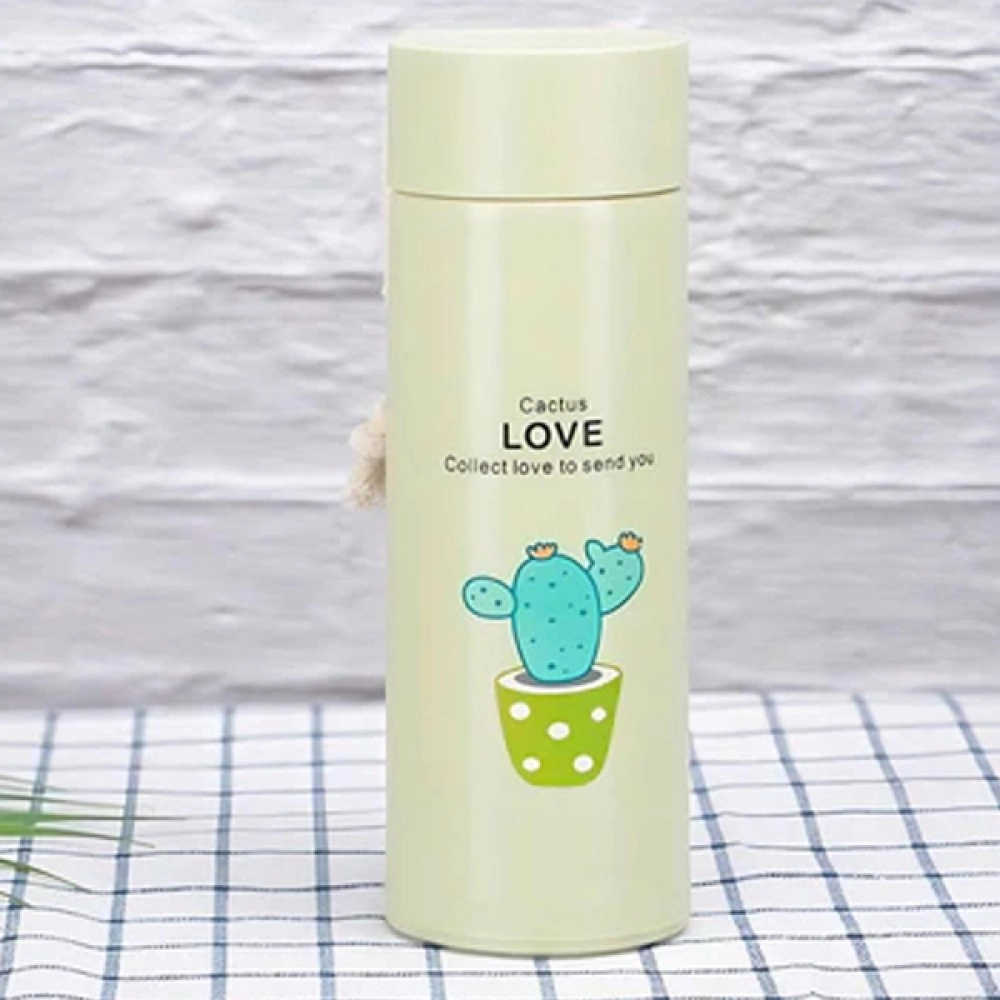 Glass Bottle Cactus Design -Green