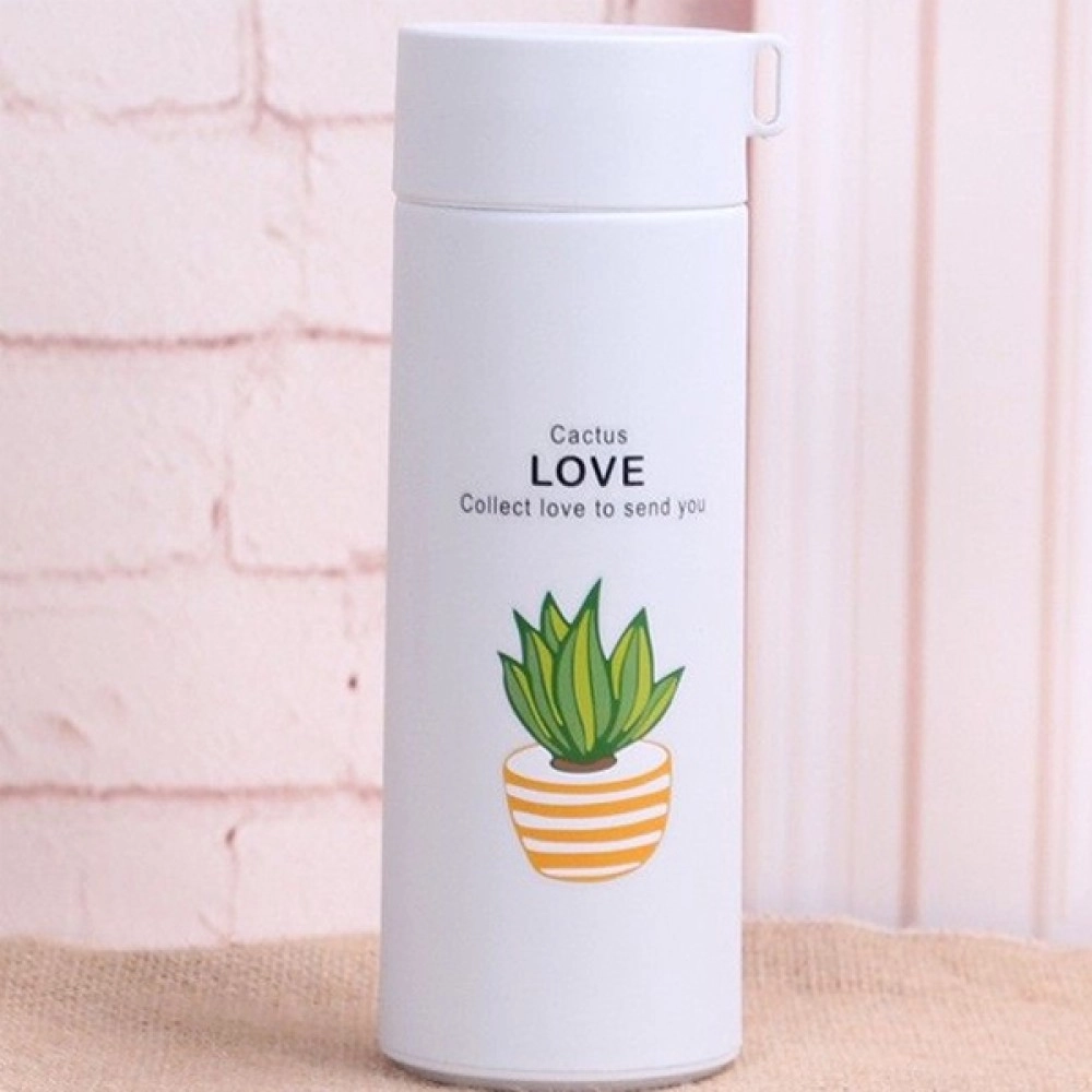 Glass Bottle Cactus Design -Light Blue