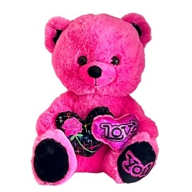 Pink Teddy With Double Heart -40CM