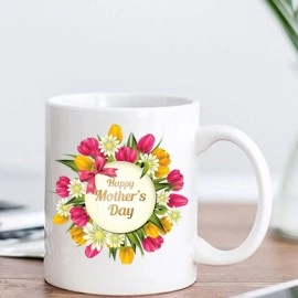 Happy Mothers Day Flower Design Mug-New