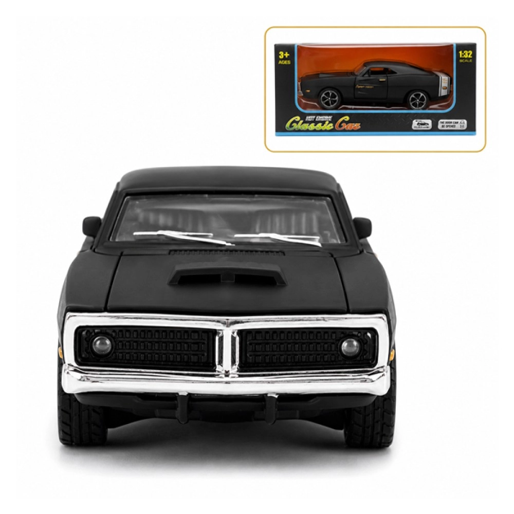 Matte Black Classic Muscle Car – 1:32 Die-Cast Model