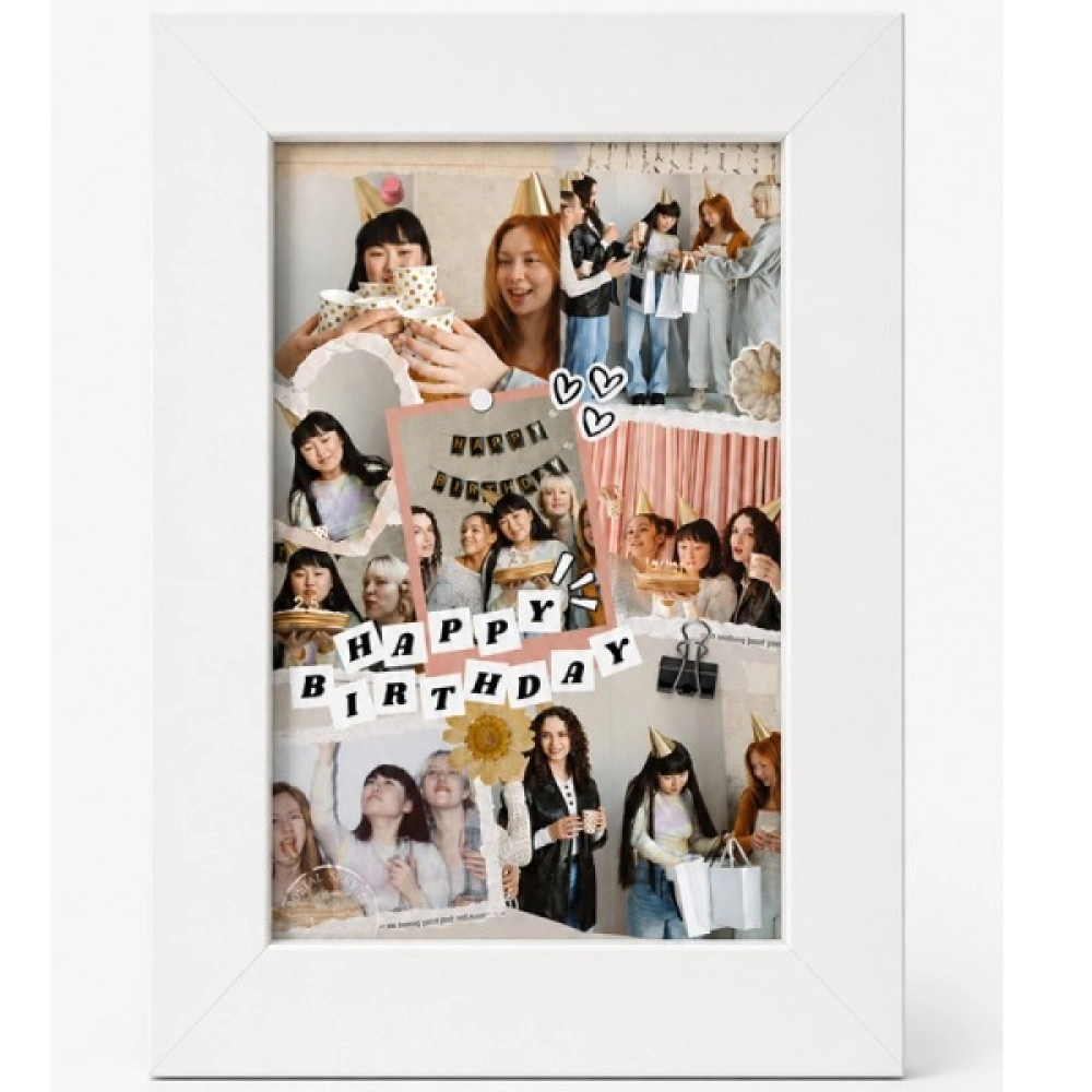 Happy Birthday Fiber Glass Frame- Black 10*15