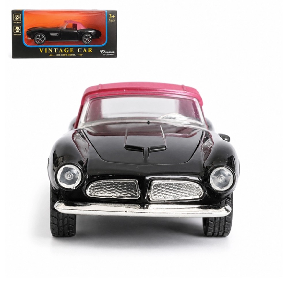 Classic Black Convertible Car with Red Roof – Die-Cast Model