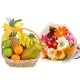 Fruit Basket With Flower Bunch
