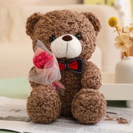 Kawaii Hug Bouquet Teddy Bear Plush Toy - Dark Brown